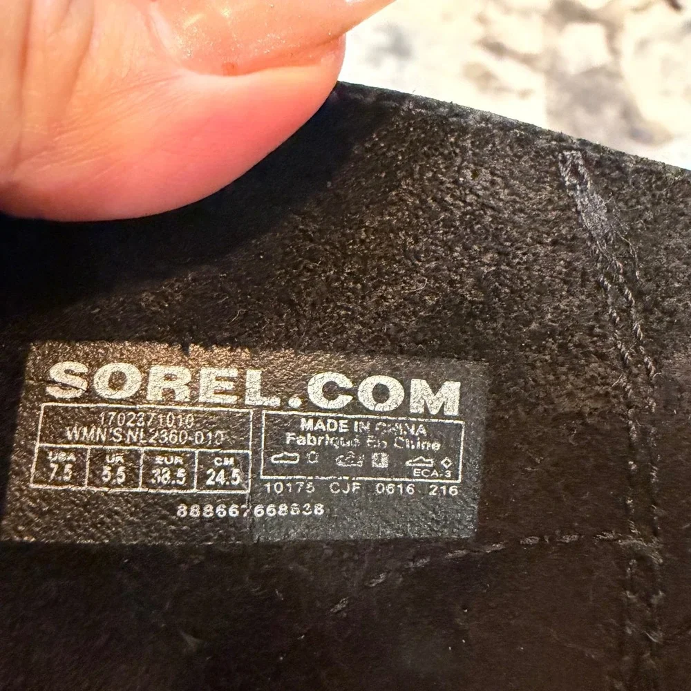 Sorel‎ Danica Lace Black Leather Ankle Boots NL2360-010 Womens 7.5